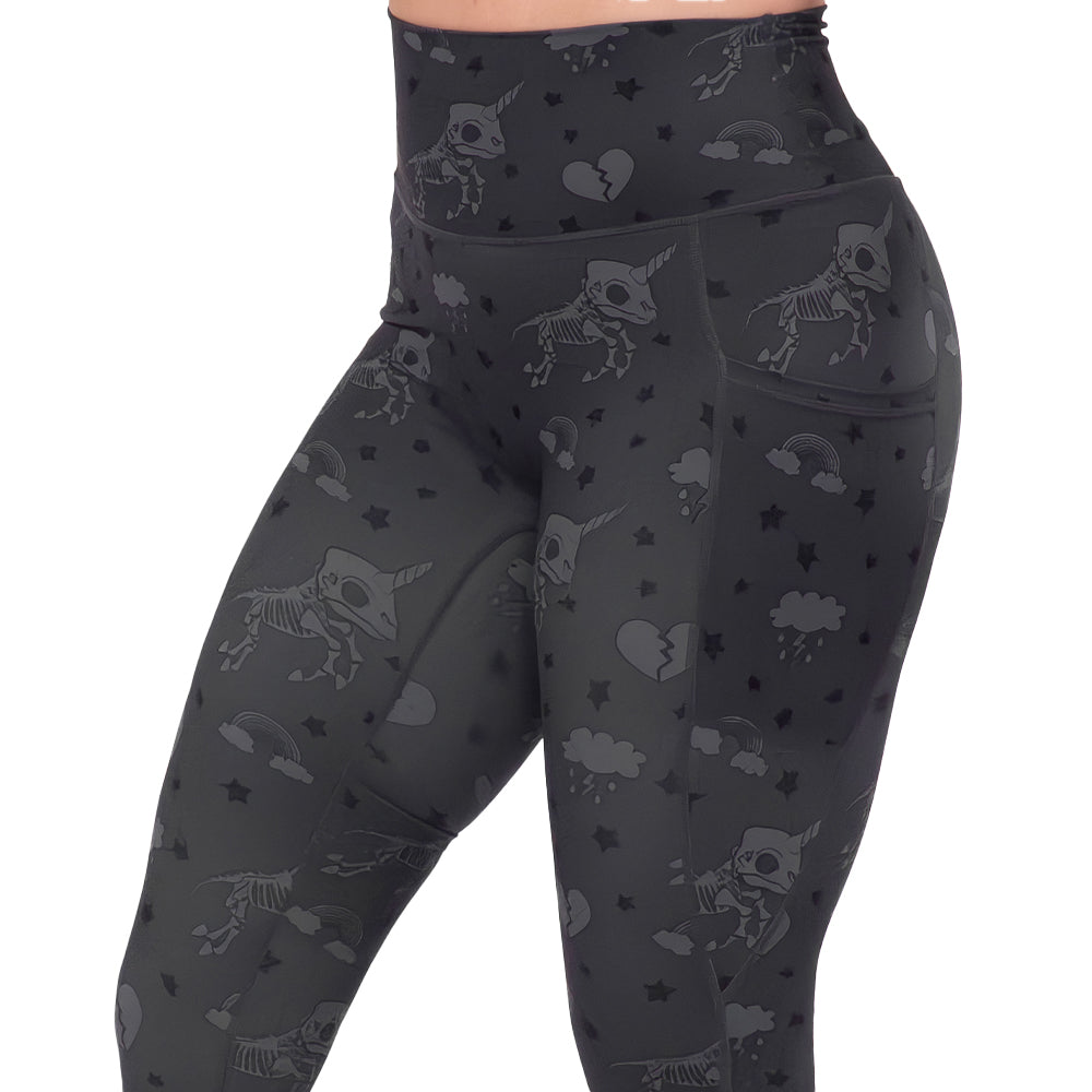 unicorn skull patterned leggings