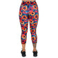 back of capri length colorful sunflower patterned leggings