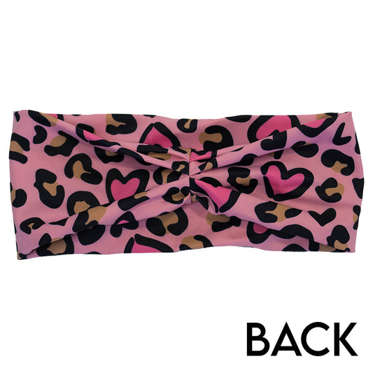 back of the pink heart and leopard patterned headband