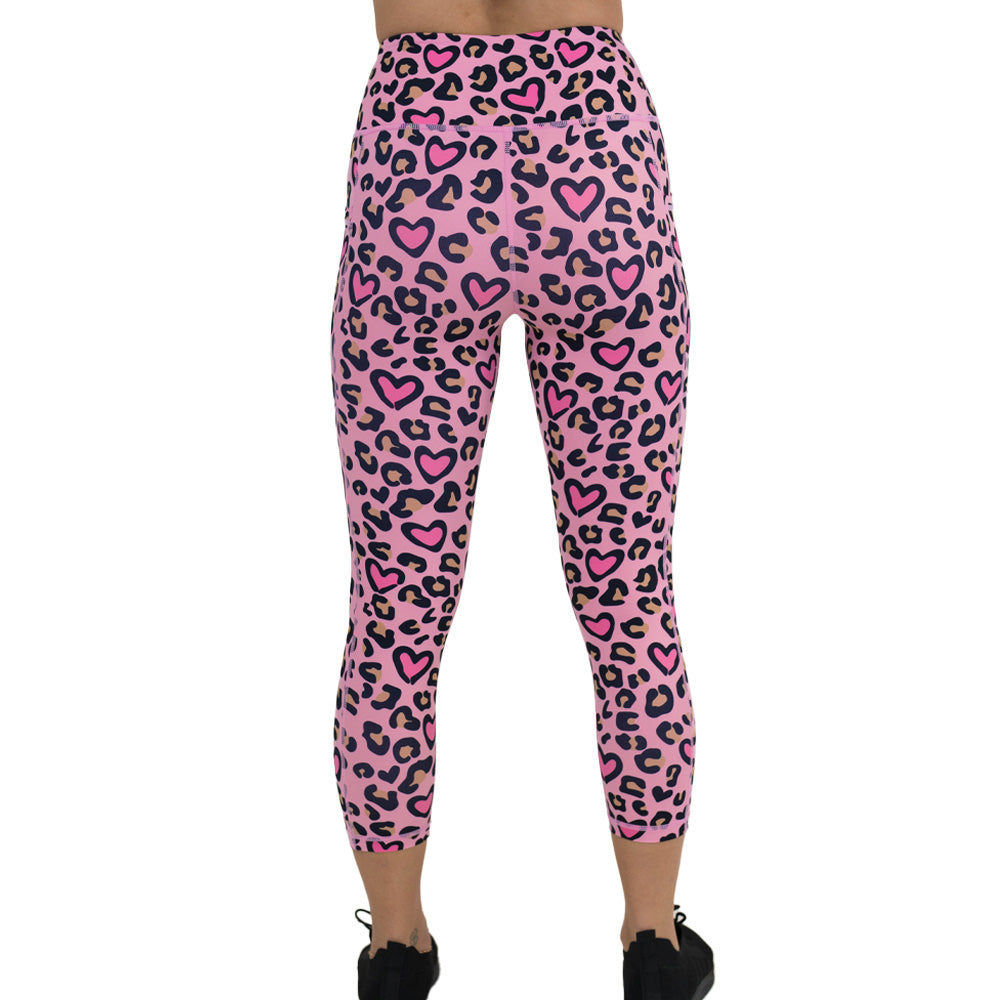 back of the pink heart and leopard patterned leggings