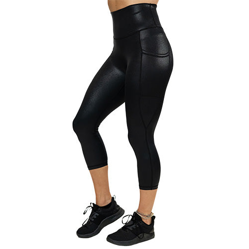 Black Leather-Look Split Front Leggings | New Look