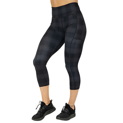 Black Workout Capri Leggings for Women Womens Black Capri Leggings W/  Stripes Non See Through Squat Proof for Running Tights or Yoga Pants 