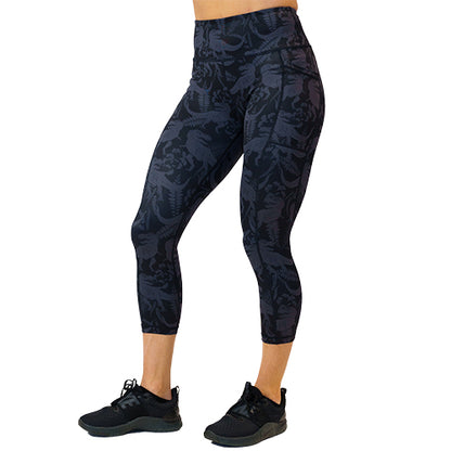 Leopard Print Leggings in Black, Full Length and Capri, Workout Leggings,  Patterned Gym Leggings, Yoga Tights, Yoga Pants, Activewear 
