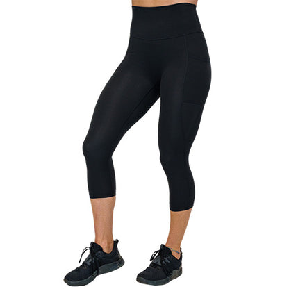 Black Solid Leggings, Ultra Soft Solid 5 High Waisted Ankle