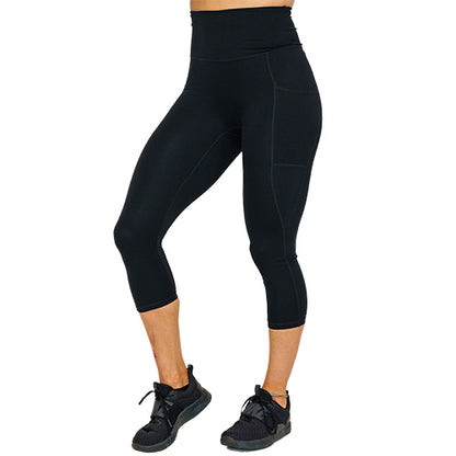 Black Workout Capri Leggings for Women Womens Black Capri Leggings W/  Stripes Non See Through Squat Proof for Running Tights or Yoga Pants -   Canada