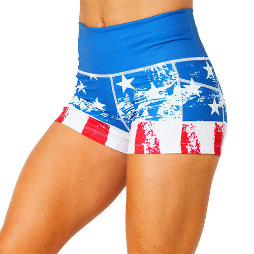 2.5 inch American flag patterned shorts